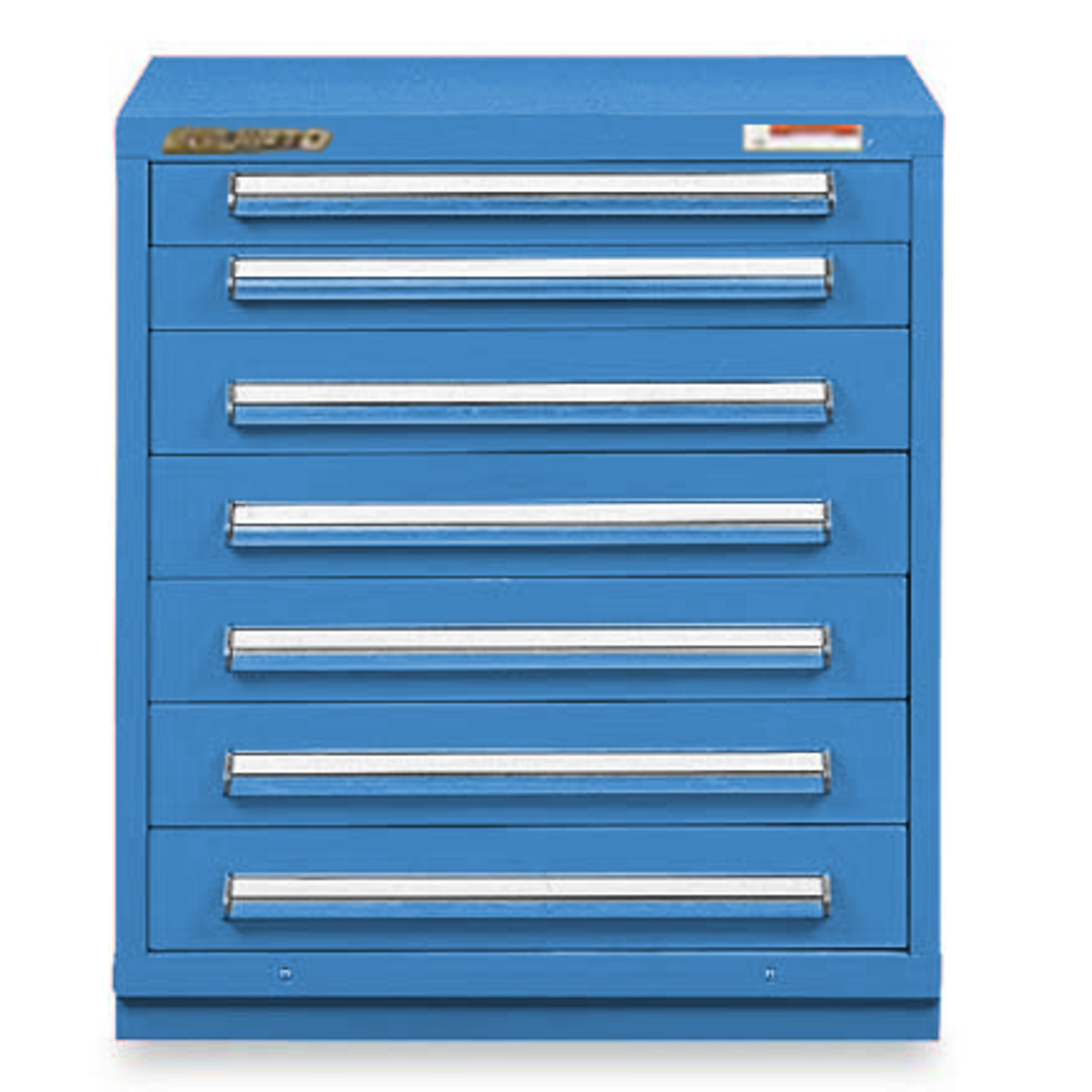Equipto, 30in. wide Modular Drawer Cabinet- With Divider, Height 33.5 in, Width 30 in, Drawers 7 total - 2 3"h, 5 4.5"h Model# 4431H-BL; Color : Textured Royal Blue